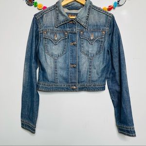 ROCK REVIVAL blue denim Jean button up jacket